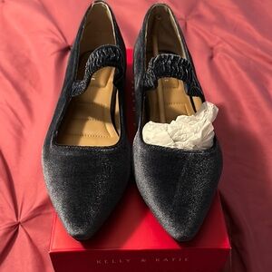 Kelly & Katie Black Velvet Pointed Toe Flats